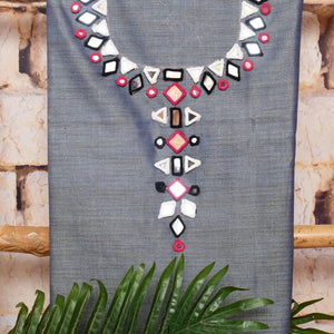 Lavender Bhagalpuri Cotton Silk Suit with Mirror Work