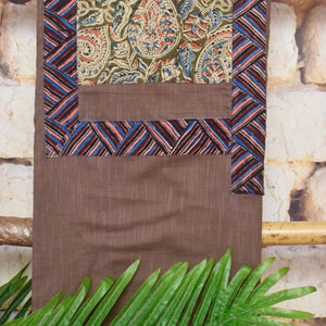 Brown Patchwork Kalamkari Block Print Suit