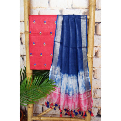 Linen Two Piece Embroidered Set - SSEthnics