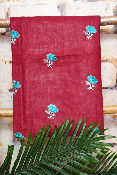 Linen Two Piece Embroidered Set - SSEthnics