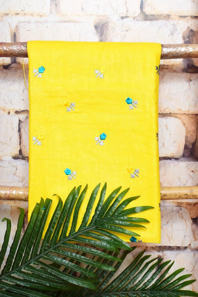 Linen Two Piece Embroidered Set - SSEthnics