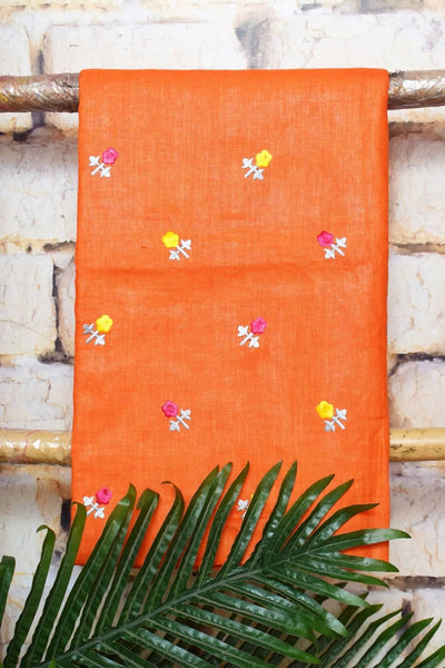 Linen Two Piece Embroidered Set - SSEthnics