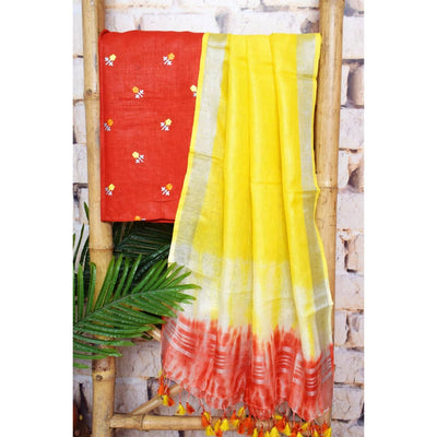 Linen Two Piece Embroidered Set - SSEthnics