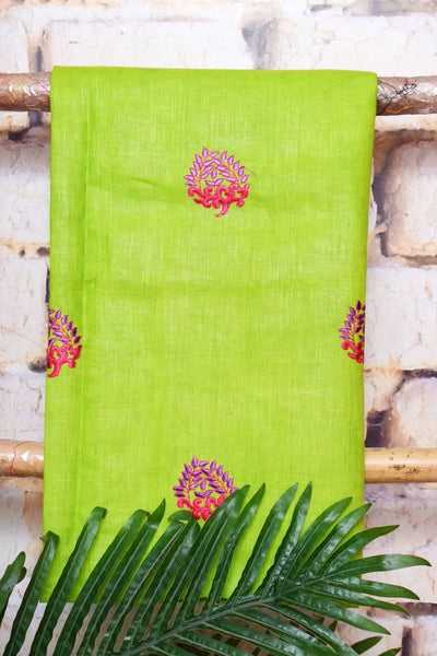 Linen Two Piece Embroidered Set - SSEthnics