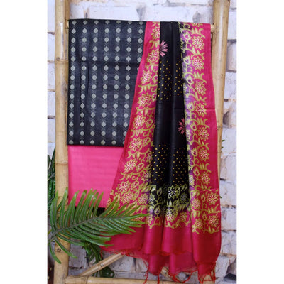 Black Bhagalpuri Cotton Silk Suit