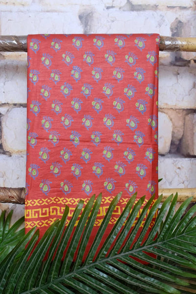 Red Bhagalpuri Cotton Silk Printed Suit