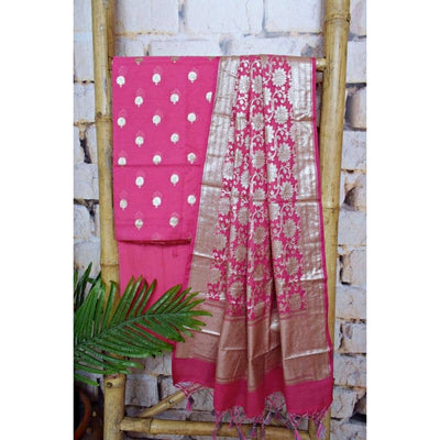 Magenta Banarasi Cotton Silk Suit - SSEthnics