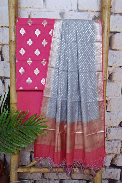 Rani Banarasi Cotton Silk Suit - SSEthnics