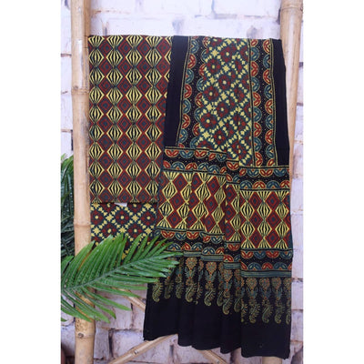 Madder Special Ajrakh Triple Block Cotton Suit