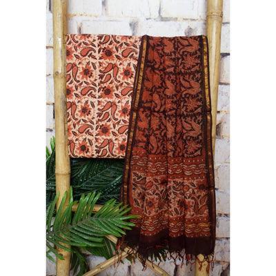 Rust Bagru Vanaspati Cotton Suit with Kota Dupatta