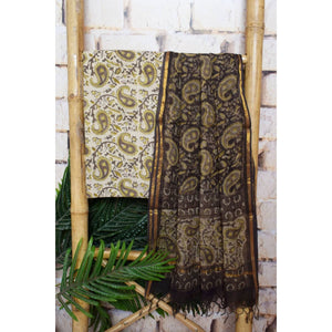 Olive Bagru Vanaspati Cotton Suit with Kota Dupatta