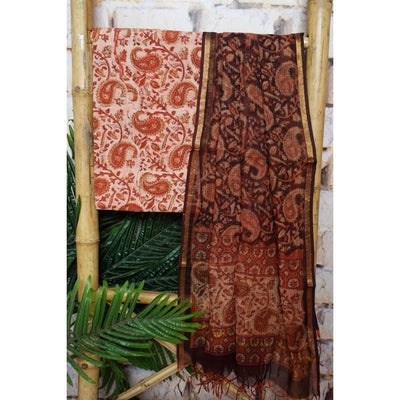 Rust Bagru Vanaspati Cotton Suit with Kota Dupatta