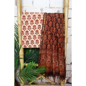 Rust Bagru Vanaspati Cotton Suit with Kota Dupatta