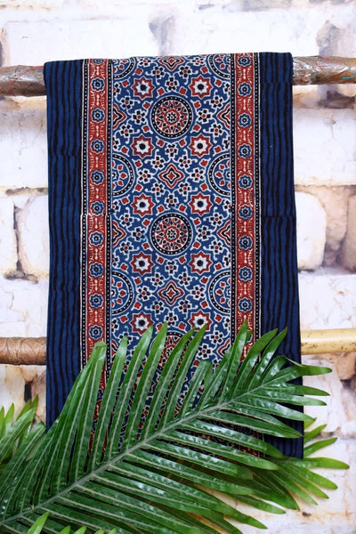 Designer Ajrakh Triple Block Cotton Suit