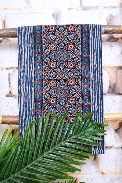 Designer Ajrakh Triple Block Cotton Suit