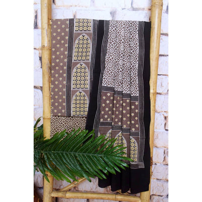 Designer Ajrakh Triple Block Cotton Suit