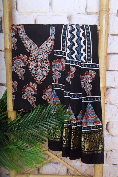 Black Special Ajrakh Modal Silk Two Piece Set with Nakshi Pallu Dupatta