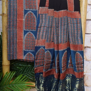 Indigo Special Ajrakh Modal Silk Two Piece Set with Nakshi Pallu Dupatta