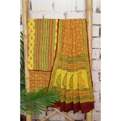 Yellow Bagh Cotton Panelled Suit