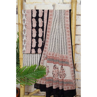 Cream Bagh Cotton Panelled Suit