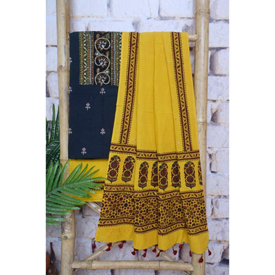 Green Ajrakh Designer Cotton Embroidered Suit