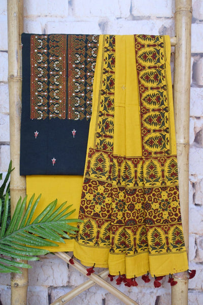 Green Ajrakh Designer Cotton Embroidered Suit