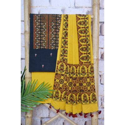 Green Ajrakh Designer Cotton Embroidered Suit