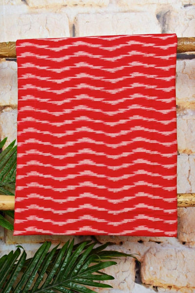 Red Ikat Unstitched Suit - SSEthnics