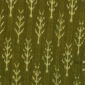 Green Mercerised Cotton Pochampally Ikat Fabric - SSEthnics