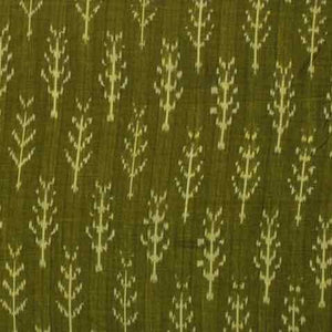Green Mercerised Cotton Pochampally Ikat Fabric - SSEthnics