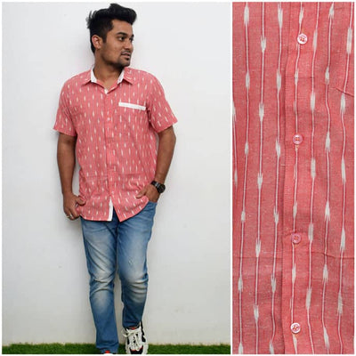Pink Handloom Ikat Shirt - SSEthnics