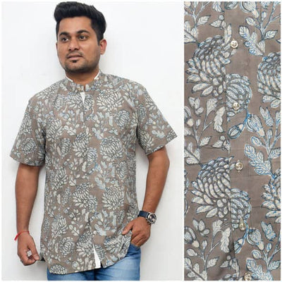 Special Grey Indigo-Dabu Shirt - SSEthnics