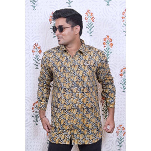 Brown Kalamkari Block Print Cotton Shirt - SSEthnics