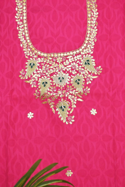 Pink Gota Patti Handicraft Kurti Fabric - SSEthnics