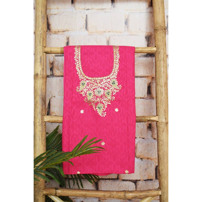 Pink Gota Patti Handicraft Kurti Fabric - SSEthnics