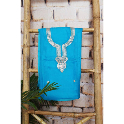 Blue Gota Patti Handicraft Kurti Fabric - SSEthnics