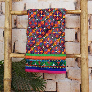 Multicolour Cotton Phulkari Unstitched Suit - SSEthnics