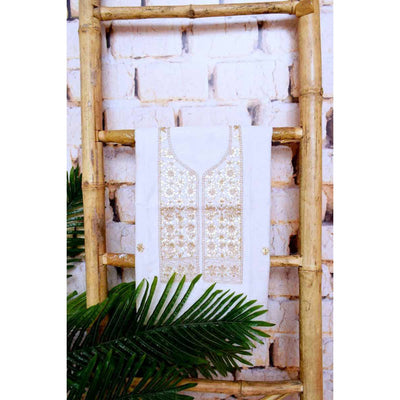 White Chanderi Silk Gota Patti Kurti - SSEthnics