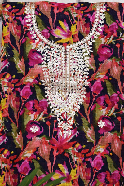 Multicolour Gota Patti Handicraft Kurti Fabric - SSEthnics