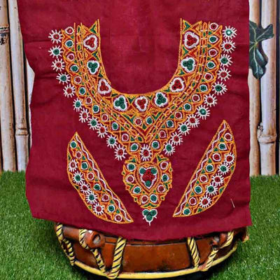 Kutch Hand Embroidered Neck Yoke - Front and Back - SSEthnics