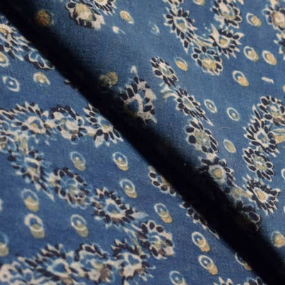 Blue Ajrakh Handblock Print Fabric
