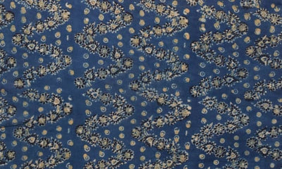 Blue Ajrakh Triple Handblock Print - SSEthnics