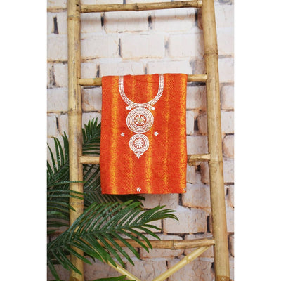 Orange Cotton Silk Gota Patti Kurti Fabric - SSEthnics