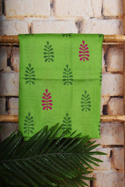 Green Pure Silk Unstitched Suit - SSEthnics