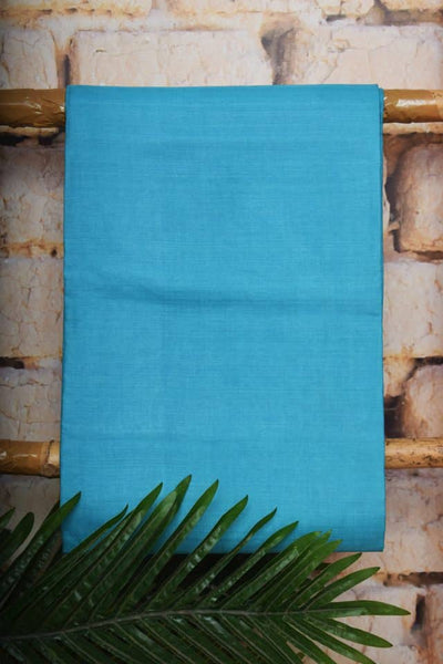 Blue Pure Silk Unstitched Suit - SSEthnics