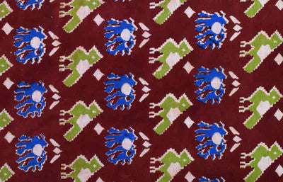 Maroon Screen Print Kalamkari Inspired Fabric - SSEthnics