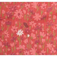 Red-Floral-Kantha-Cotton-Fabric - SSEthnics