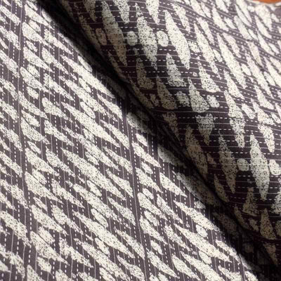 Grey Dabu Block Print Kantha Stitch Fabric - SSEthnics