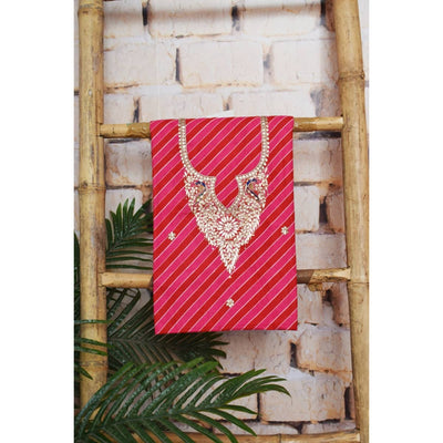 Pink Cotton Pittan Embroidered Kurti Fabric - SSEthnics