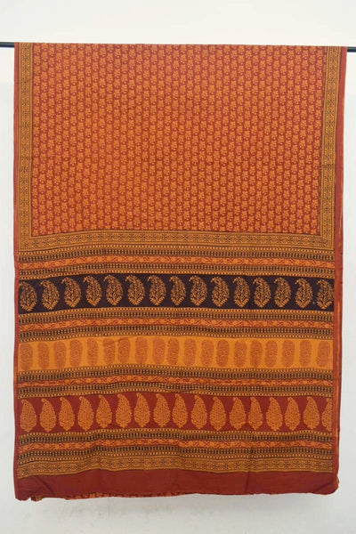 Madder Bagh Cotton Block Print Saree - SSEthnics